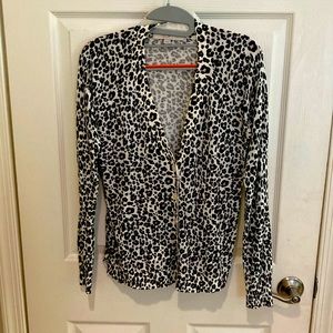 Loft size XS black white, and a bit of pink leopard print button up cardigan.